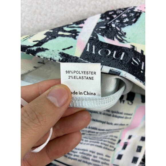 Princess Polly In My Element Mid Rise Pants Women’s 12 White Newspaper Print NWT - Picture 11 of 13